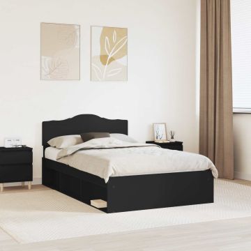 vidaXL Lovos rėmas Juoda 120 x 200 cm Kietos pušies mediena