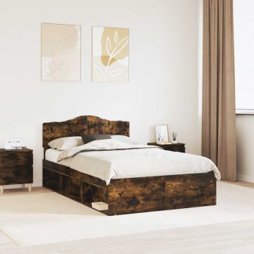 vidaXL Lovos rėmas Rūkyta ąžuolas 120 x 200 cm Kietos pušies mediena