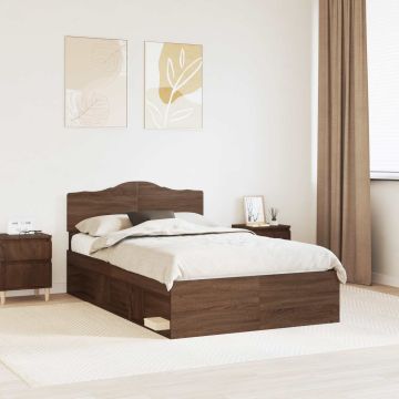 vidaXL Lovos rėmas Rudas ąžuolas 120 x 200 cm Kietos pušies mediena