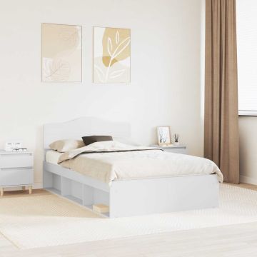 vidaXL Lovos rėmas Balta 120 x 190 cm Kietos pušies mediena