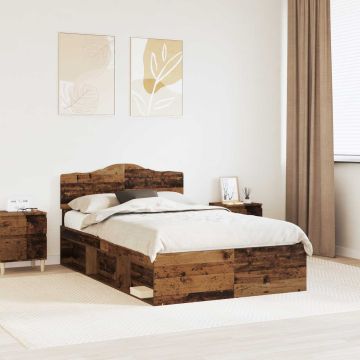 vidaXL Lovos rėmas Senas medis 120 x 190 cm Kietos pušies mediena