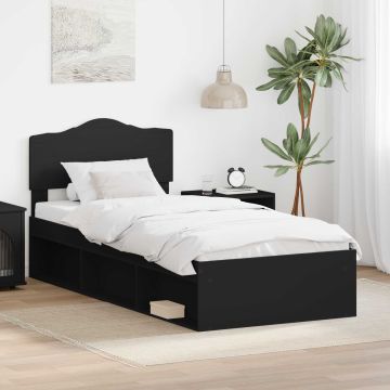 vidaXL Lovos rėmas Juoda 90 x 200 cm Kietos pušies mediena