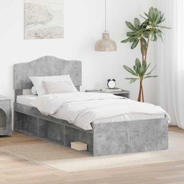 vidaXL Lovos rėmas Betoninė 90 x 200 cm Kietos pušies mediena
