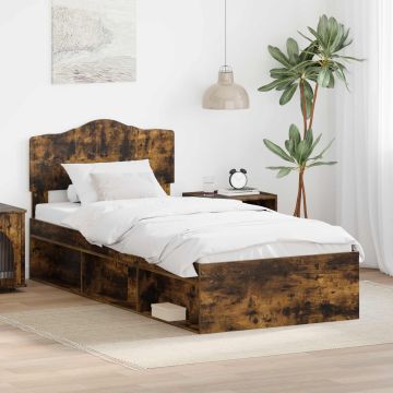 vidaXL Lovos rėmas Rūkyta ąžuolas 90 x 200 cm Kietos pušies mediena