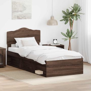 vidaXL Lovos rėmas Rudas ąžuolas 90 x 200 cm Kietos pušies mediena