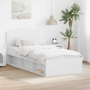 vidaXL Lovos rėmas Balta 90 x 190 cm Kietos pušies mediena