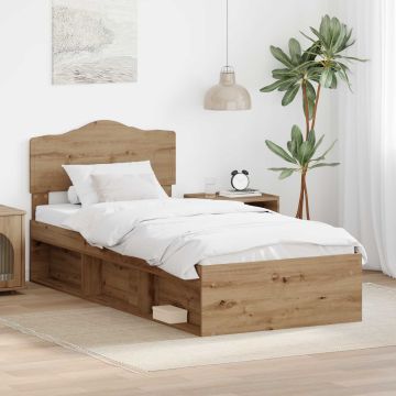 vidaXL Lovos rėmas Meistrų ąžuolas 90 x 190 cm Kietos pušies mediena