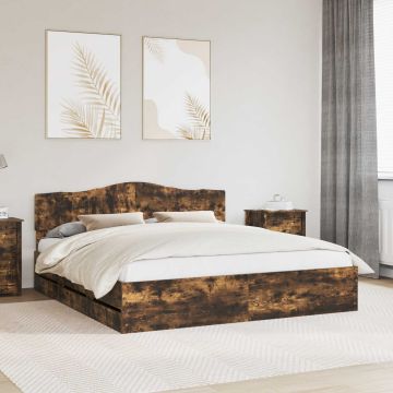 vidaXL Lovos rėmas Rūkyta ąžuolas 180 x 200 cm Inžinerinė mediena