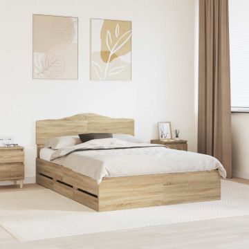 vidaXL Lovos rėmas Sonoma ąžuolas 150 x 200 cm Inžinerinė mediena