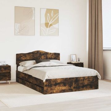 vidaXL Lovos rėmas Rūkyta ąžuolas 140 x 200 cm Inžinerinė mediena