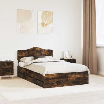 vidaXL Lovos rėmas Rūkyta ąžuolas 135 x 190 cm Inžinerinė mediena