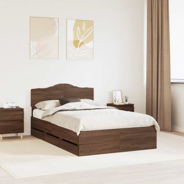vidaXL Lovos rėmas Rudas ąžuolas 135 x 190 cm Inžinerinė mediena