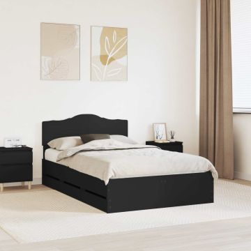vidaXL Lovos rėmas su stalčių Juoda 120 x 200 cm Inžinerinė mediena