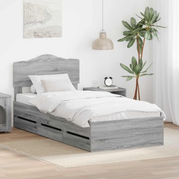 vidaXL Lovos rėmas Pilkas Sonoma 100 x 200 cm Inžinerinė mediena