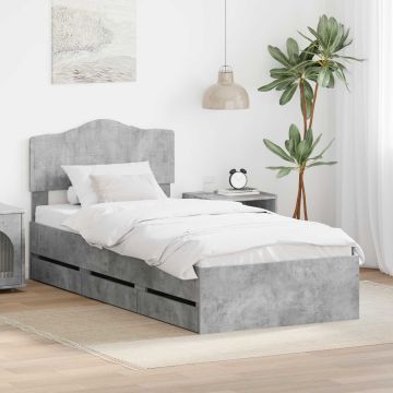 vidaXL Lovos rėmas Betono pilka 90 x 200 cm Inžinerinė mediena
