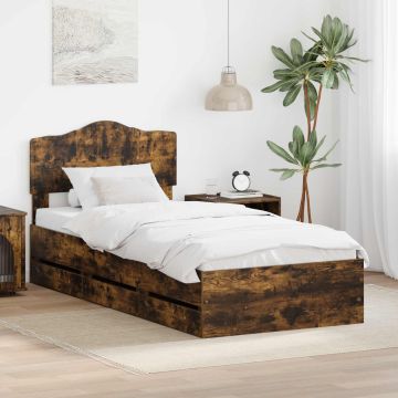 vidaXL Lovos rėmas Rūkyta ąžuolas 90 x 200 cm Inžinerinė mediena