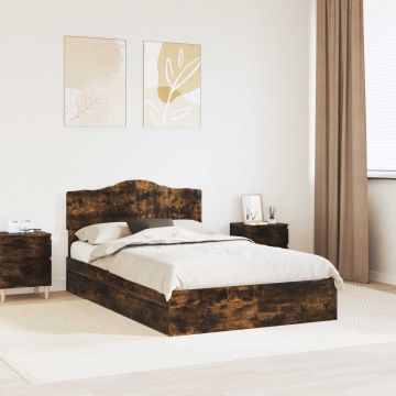 vidaXL Saugos lova Rūkyta ąžuolas 135 x 190 cm Apdirbta mediena