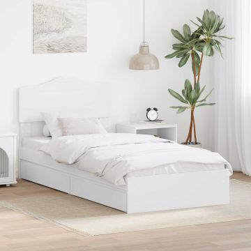 vidaXL Saugos lova su galvūgalio Balta 90 x 200 cm Apdirbta mediena