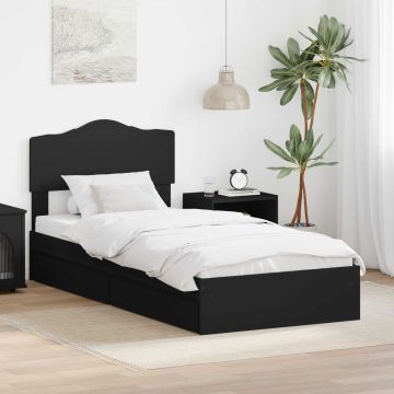 vidaXL Saugos lova su galvūgalio Juoda 90 x 190 cm Apdirbta mediena
