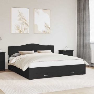 vidaXL Lovos rėmas su galvūgalio Juoda 200 x 200 cm Apdirbta mediena