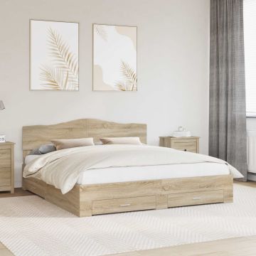 vidaXL Lovos rėmas Sonoma ąžuolas 200 x 200 cm Apdirbta mediena