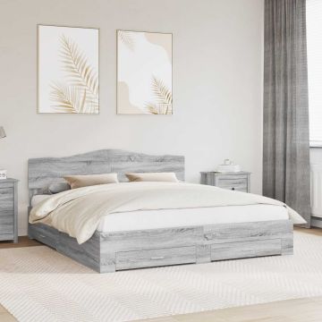 vidaXL Lovos rėmas Pilkas Sonoma 200 x 200 cm Apdirbta mediena