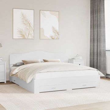 vidaXL Lovos rėmas su galvūgalio Balta 180 x 200 cm Apdirbta mediena