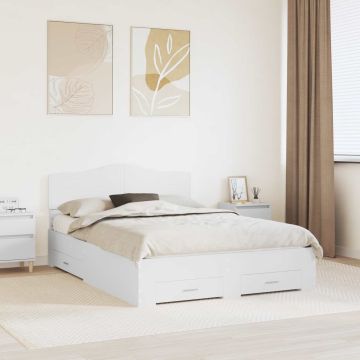 vidaXL Lovos rėmas su galvūgalio Balta 160 x 200 cm Apdirbta mediena