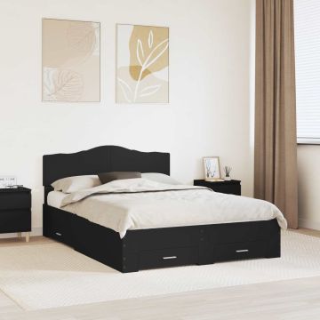 vidaXL Lovos rėmas su galvūgalio Juoda 140 x 190 cm Apdirbta mediena