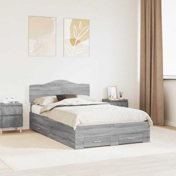 vidaXL Lovos rėmas Pilkas Sonoma 120 x 200 cm Apdirbta mediena