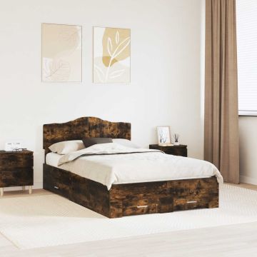 vidaXL Lovos rėmas Rūkyta ąžuolas 120 x 190 cm Apdirbta mediena