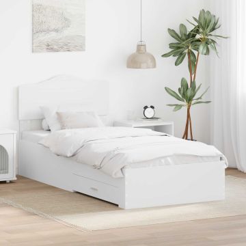 vidaXL Lovos rėmas su galvūgalio Balta 90 x 190 cm Apdirbta mediena