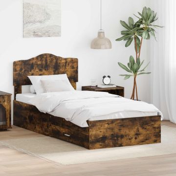 vidaXL Lovos rėmas Rūkyta ąžuolas 90 x 190 cm Apdirbta mediena