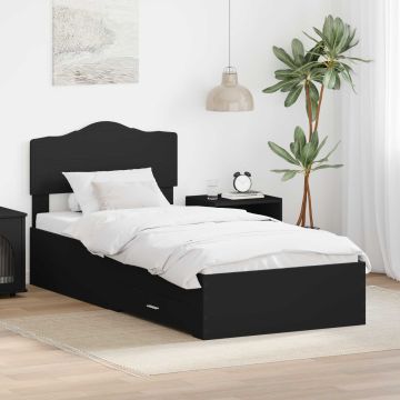 vidaXL Lovos rėmas su galvūgalio Juoda 70 x 190 cm Apdirbta mediena