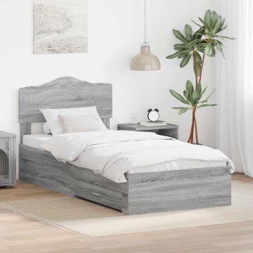 vidaXL Lovos rėmas Pilkas Sonoma 70 x 190 cm Apdirbta mediena