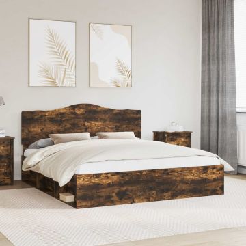 vidaXL Lovos rėmas Rūkyta ąžuolas 180 x 200 cm Kietos pušies mediena