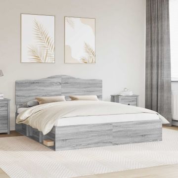 vidaXL Lovos rėmas Pilkas Sonoma 180 x 200 cm Kietos pušies mediena