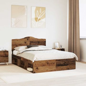 vidaXL Lovos rėmas Senas medis 140 x 190 cm Kietos pušies mediena