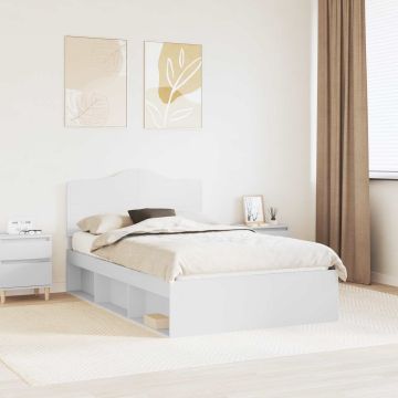 vidaXL Lovos rėmas Balta 135 x 190 cm Kietos pušies mediena
