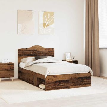 vidaXL Lovos rėmas Senas medis 135 x 190 cm Kietos pušies mediena