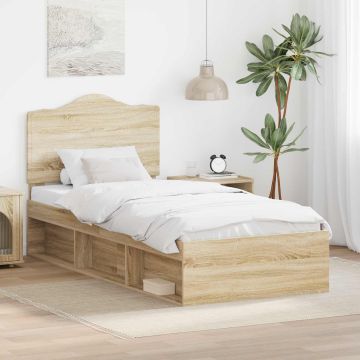vidaXL Lovos rėmas Sonoma 100 x 200 cm Kietos pušies mediena