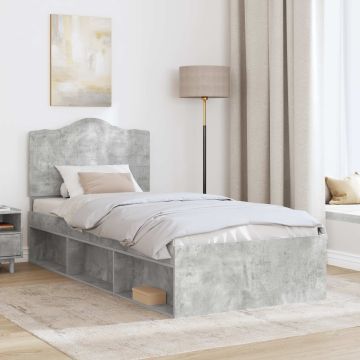 vidaXL Lovos rėmas Betono pilka 100 x 200 cm Kietos pušies mediena