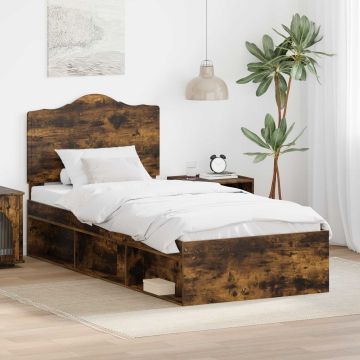 vidaXL Lovos rėmas Rūkyta ąžuolas 90 x 200 cm Kietos pušies mediena