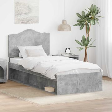 vidaXL Lovos rėmas Betono pilka 90 x 190 cm Kietos pušies mediena