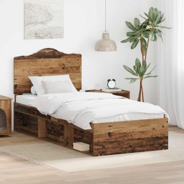 vidaXL Lovos rėmas Senas medis 90 x 190 cm Kietos pušies mediena