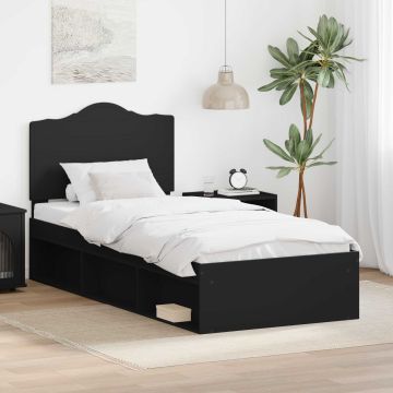 vidaXL Lovos rėmas Juoda 75 x 190 cm Kietos pušies mediena