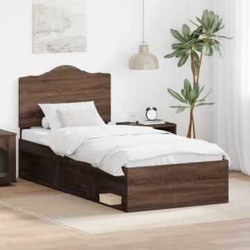 vidaXL Lovos rėmas Rudas ąžuolas 75 x 190 cm Kietos pušies mediena