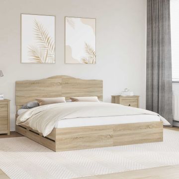 vidaXL Lovos rėmas Sonoma ąžuolas 200 x 200 cm Inžinerinė mediena