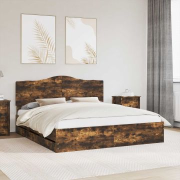 vidaXL Lovos rėmas Rūkyta ąžuolas 200 x 200 cm Inžinerinė mediena
