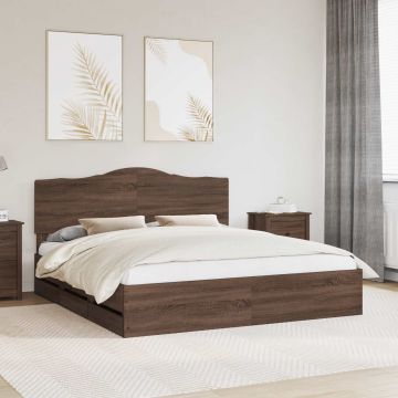 vidaXL Lovos rėmas Rudas ąžuolas 200 x 200 cm Inžinerinė mediena